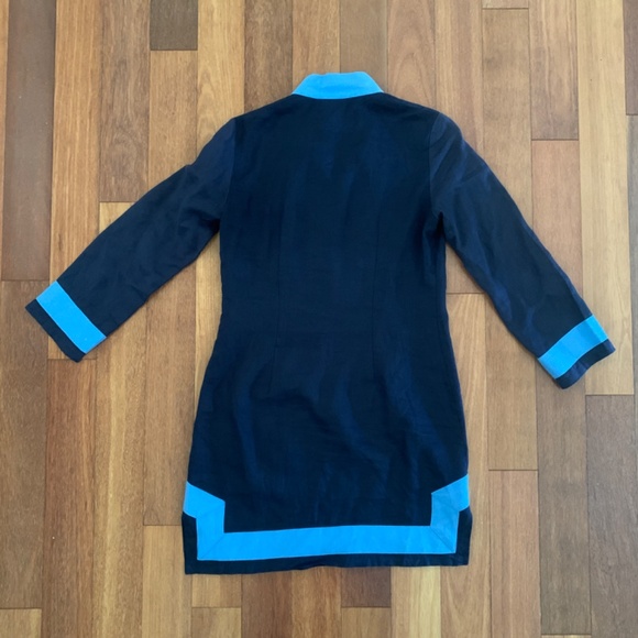 Sail to Sable STS Classic Linen Long Sleeve Tunic Dress Small Navy Blue - Picture 3 of 5